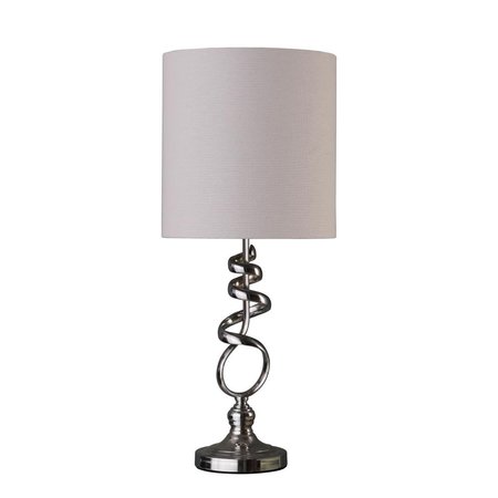 CLING 21.5 in. Milo Abstract Metal Table Lamp - Brushed Chrome Silver & Off White CL2629559